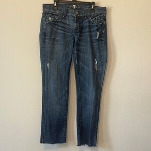Distressed Straight Leg Jeans